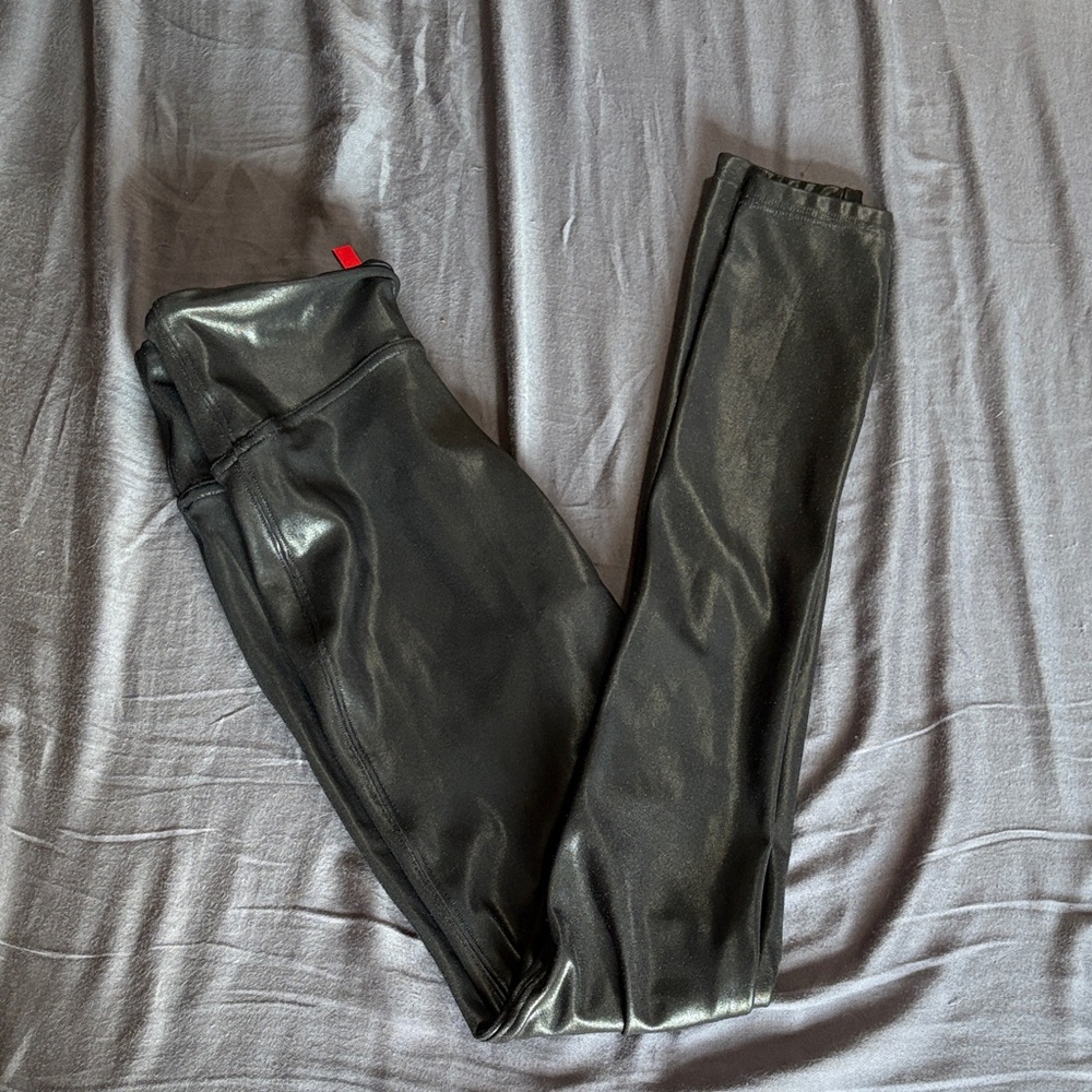 SPANX Charcoal Faux Leather Leggings